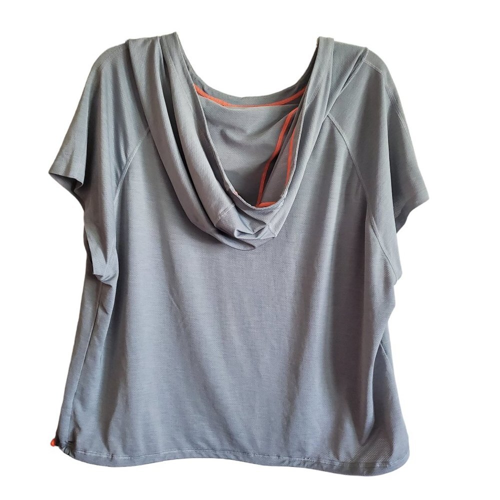 Athleta Hooded Short Sleeve Pull Over Cover Up Blouse Medium